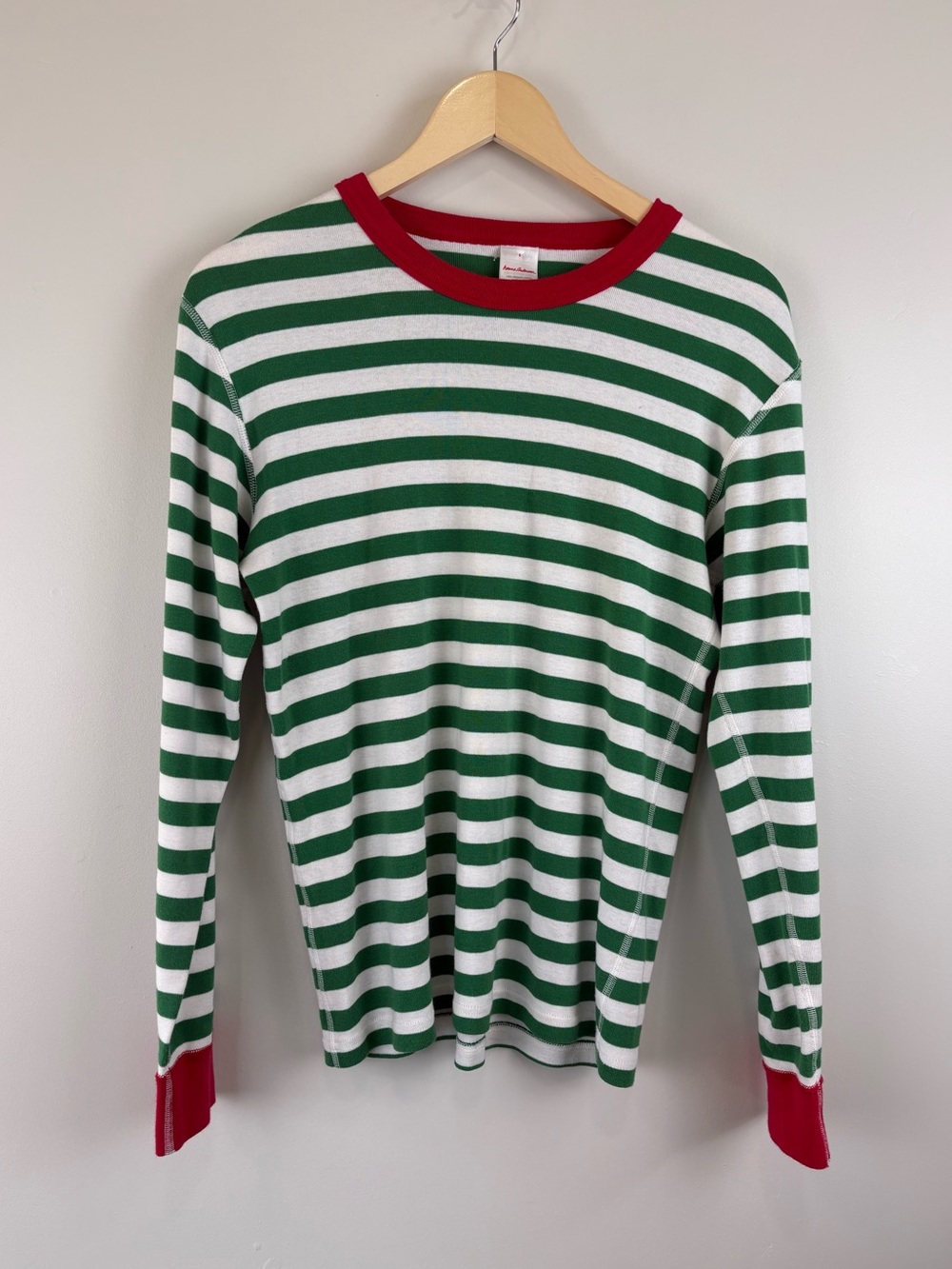 Hanna Andersson Adult Striped Long John Pajama Top Red/Green/White 30070